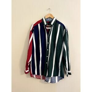 Vintage 90s Multi-colored Striped Preppy Button-down Shirt Men's Large